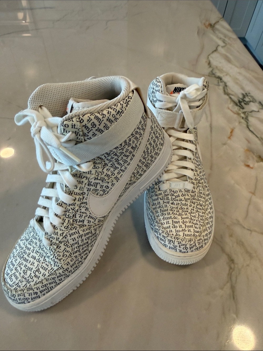 Nike Air Force 1 High LX "Just Do It" White Print Sneakers AO5138-100